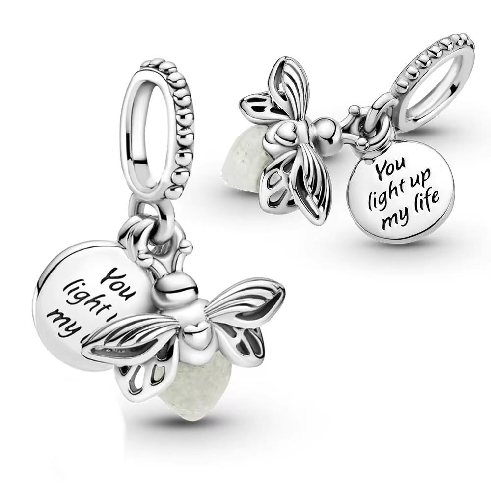 Leuchtende Glühwürmchen Metall Anhänger Perlen Passend für Original Anhänger Armband Halskette Zubehör Herstellung Machen Sie Ihr eigenes Geschenk Elegant Mode Schön Liebenswert