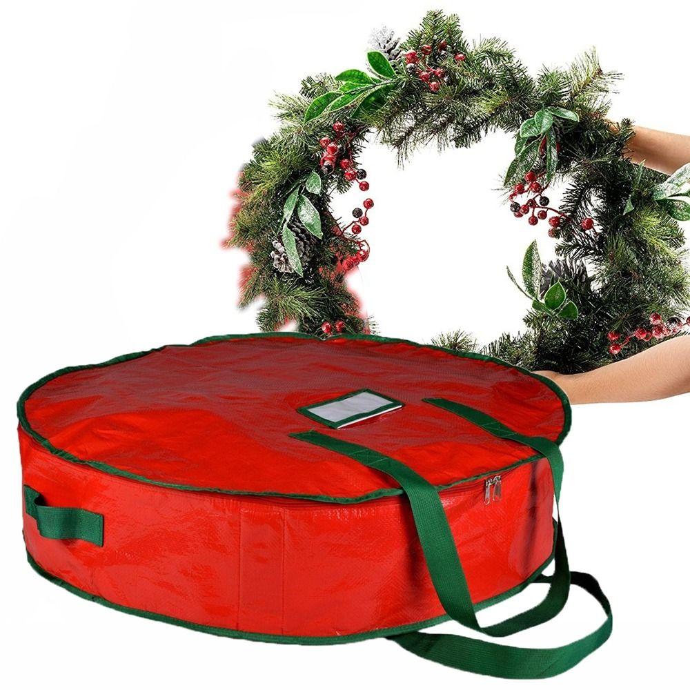 Oxford Cloth Garlands Storage Bag Red Holiday Wreath Storage Container Wreath Storage Bag for Home