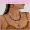 Vintage Style Crushed Stone Plated Locking Necklace And Earrings Set For Female Fashion Enthusiasts