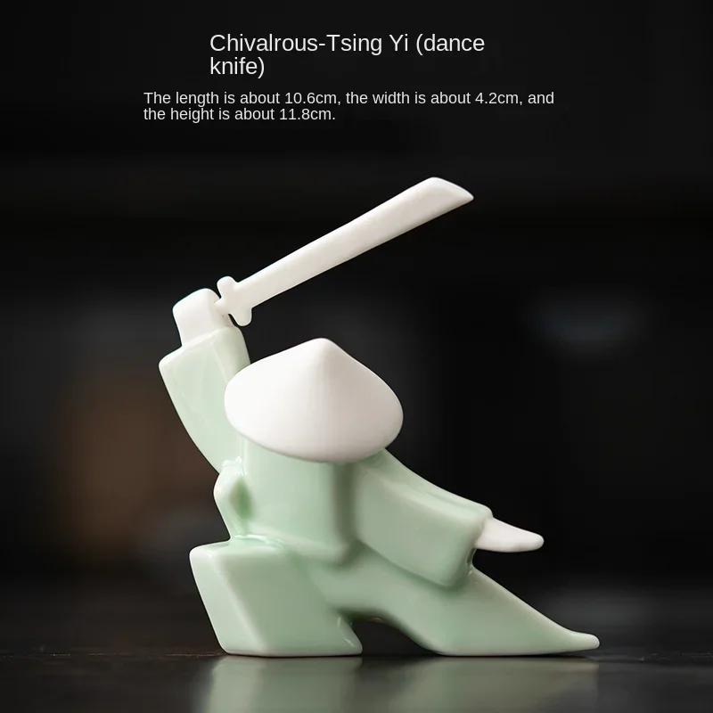 Creative New Chinese Ceramic Warrior Knight Desktop Small Ornaments Joss-Stick Incense Stick Holder Ornament Tea Pets