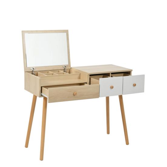 Dressing Table Sufficient Storage Capacity Strong Load-bearing High Stability Burr Free with Mirror Space-saving Smooth Edge Wide Desktop