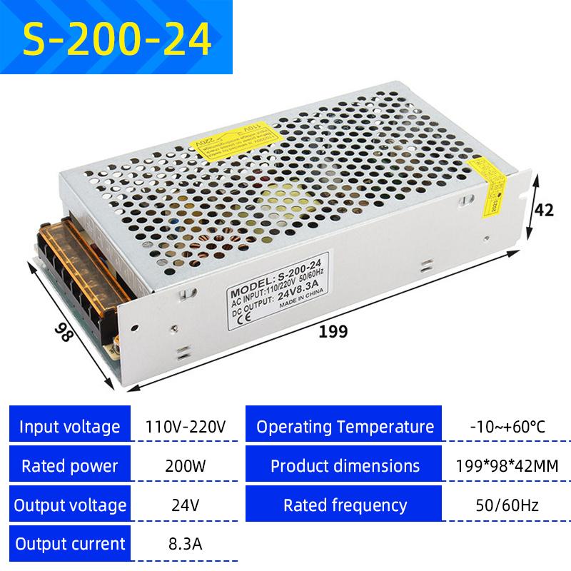 220V to 12V/24V/5V Switching Power Supply, 2A-20A High-Power Transformer for LED Strips & Monitoring Systems