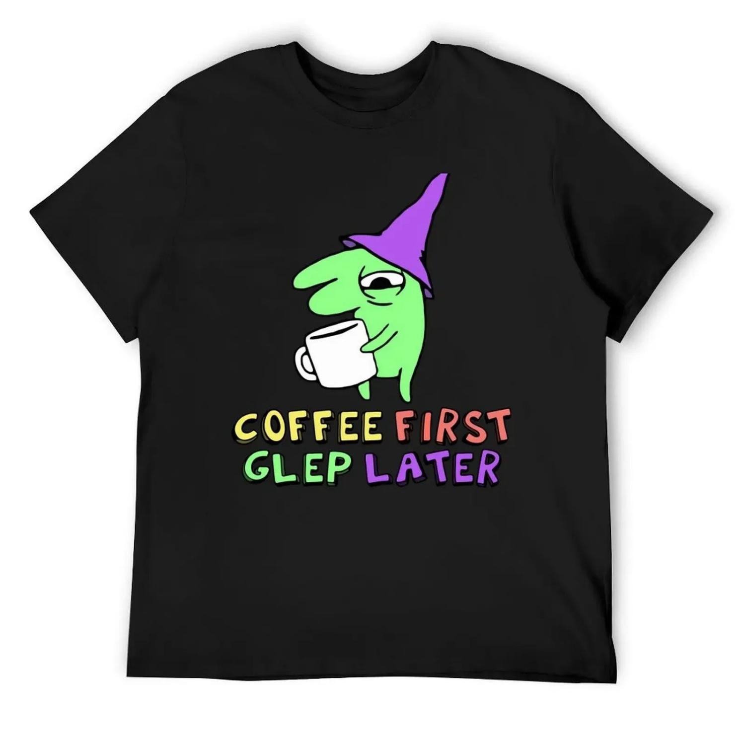 glep coffee smiling friends T-Shirt vintage anime shirt cotton graphic tees anime shirt football t shirt Short sleeve tee men S чёрный