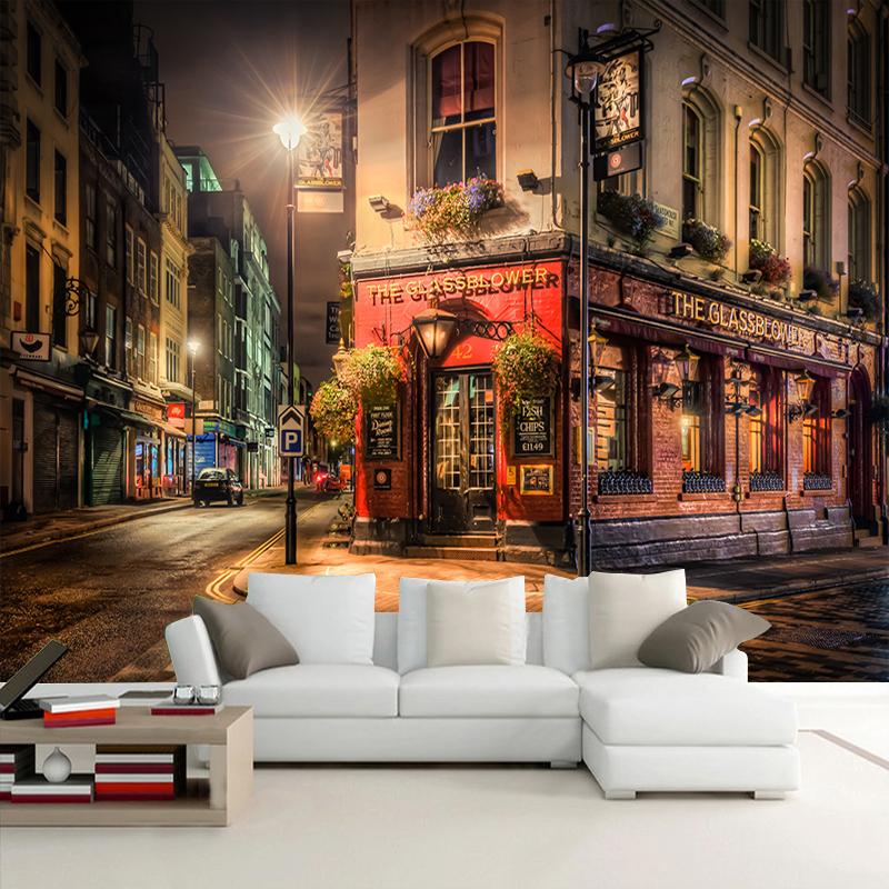 3D Wall Mural City Night View Wallpaper Bar Cafe Restaurant Backdrop Wall Decoration Fresco Papel De Parede 3D Paisagem