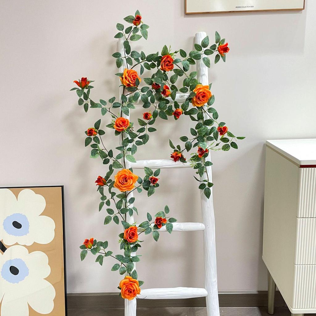 Artificial Rose Vine Wall Decor for Air Conditioner Pipes