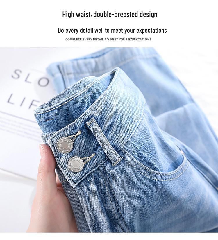 Women's High Waist Tencel Wide Leg Jeans - Summer Thin, Drapey, Slimming, Petite Floor-Length Pants