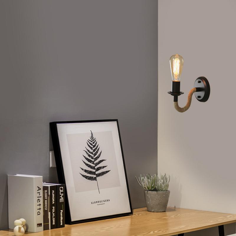 Wall Lamp Wall Decoration Retro Hemp Rope Lamp Rope Hemp Rope Retro Lamp Industrial Metal Lamp Lighting Decorative
