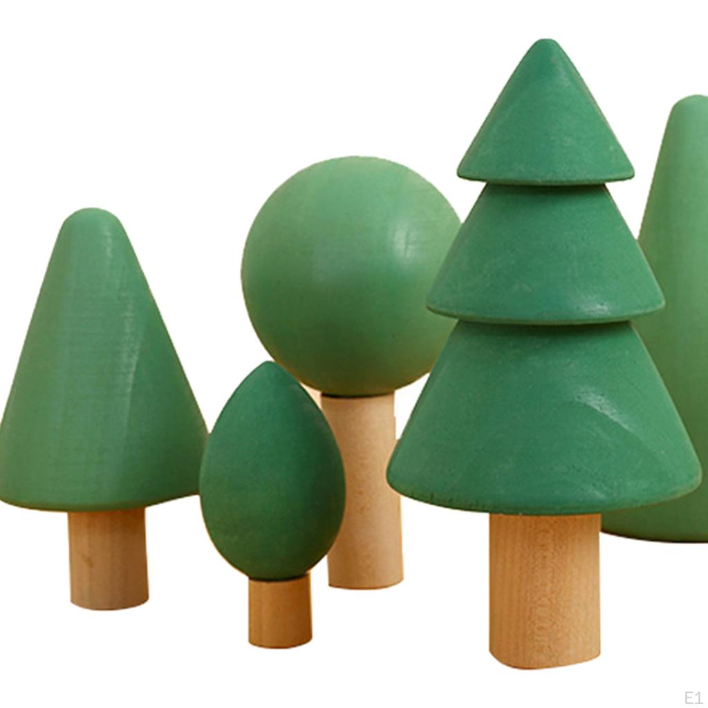 Building Blocks Stacking Wooden Block Educational Toy Set for Toddlers, Tree Shapes