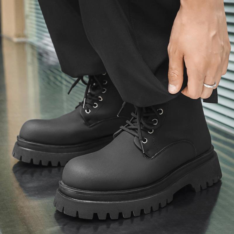 

Ins Internet celebrity super fire Martin boots British style retro fashion black middle help trend versatile Korean version 70033-J 38 чёрный