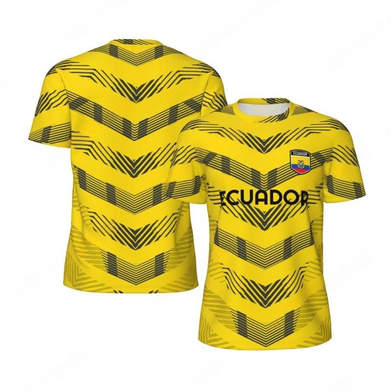 Ecuador Muster Fußball T-Shirt Herren Sommer Locker Fußball Laufen Kurzarm Oberteile T-Shirt Mode Sport Fußballtrikot T-Shirts
