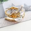 Openable Tulip Bangle Exaggerated Metal Flower Bracelet Classical Golden and White Bangle  Girls