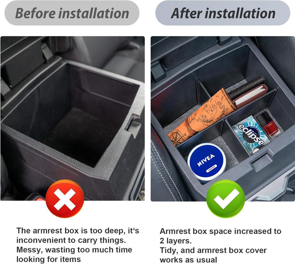 Center Console Organizer Dividers Tray For 2025 2025 Toyota Tacoma Armrest Storage Box Glover Dividers Car Box ABS Accessories