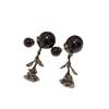 European and American personalized black rose earrings, double-sided long fringed camellia stud earrings, temperament trendy and cool earrings