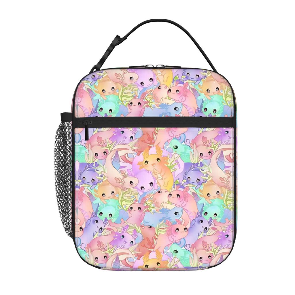 1 Piece Portable Lunch Container Swimmy Axolotls Zipper Closure Durable Pocket Axolotls For Lunch Box Bag