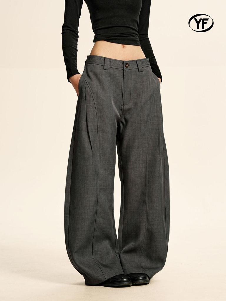 Yongfang Unisex Curved Blade Suit Pants, Loose Pleated Drape, Casual Wide-Leg Banana Style