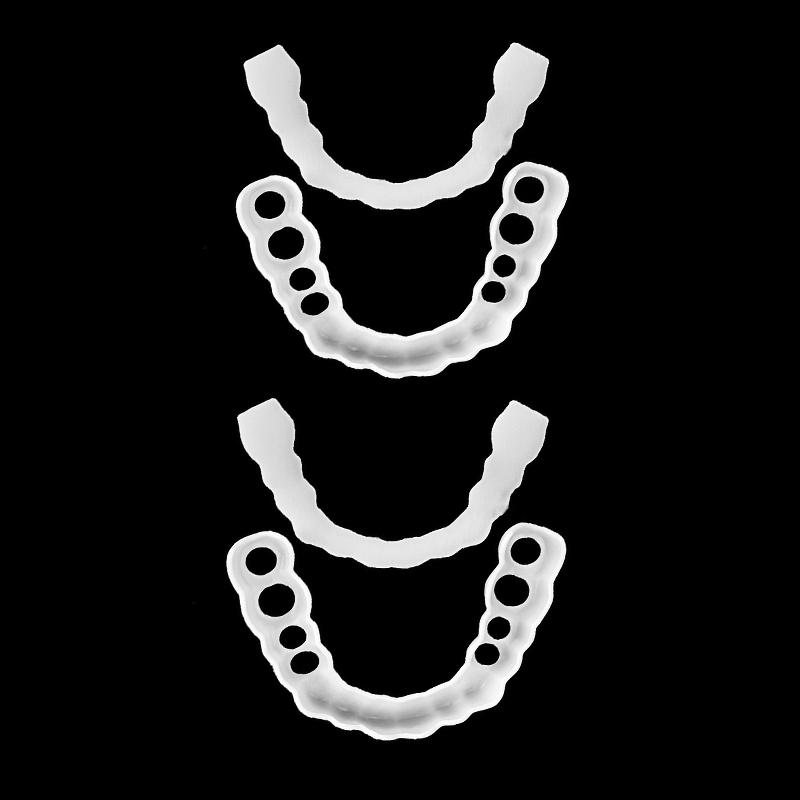 2Pair / 4PCS Teeth Whitening Artificial Dentures Dental Tools Disposable Braces Mouth Tray