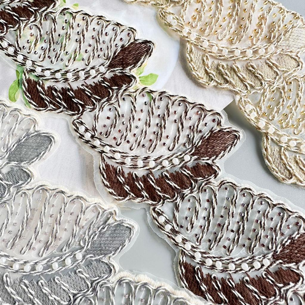 Multicolor Embroidery Leaf Bead Lace Clothing Window Accessories Luggage Dress Decorative Lace Accessories