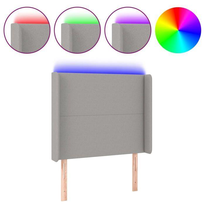 VidaXL Tête de Lit à LED Meuble de Chambre à Coucher Accessoire de Lit Simple Tête de Cadre de Lit Intérieur Gris Clair 3123758