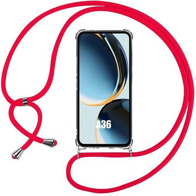Etui na Samsung Galaxy A36 5G - Wstrząsoodporne Przezroczyste z Czerwonym Sznurkiem - BOOLING®