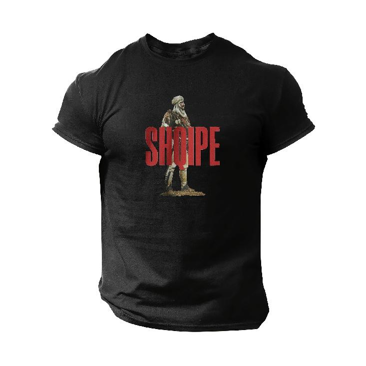 Men s Albanian National Hero Skanderbeg Print T-Shirt - SHQIPE Albanian Heritage Design, Breathable Moisture-Wicking H-Fit Round Neck Short Sleeve S чёрный