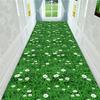 Green Leaf & Floral Design Moroccan Runner Mat - Soft, Non-Slip Polyester with Rubber Backing Perfect for Kitchen, Bathroom, and Hallway Entrances