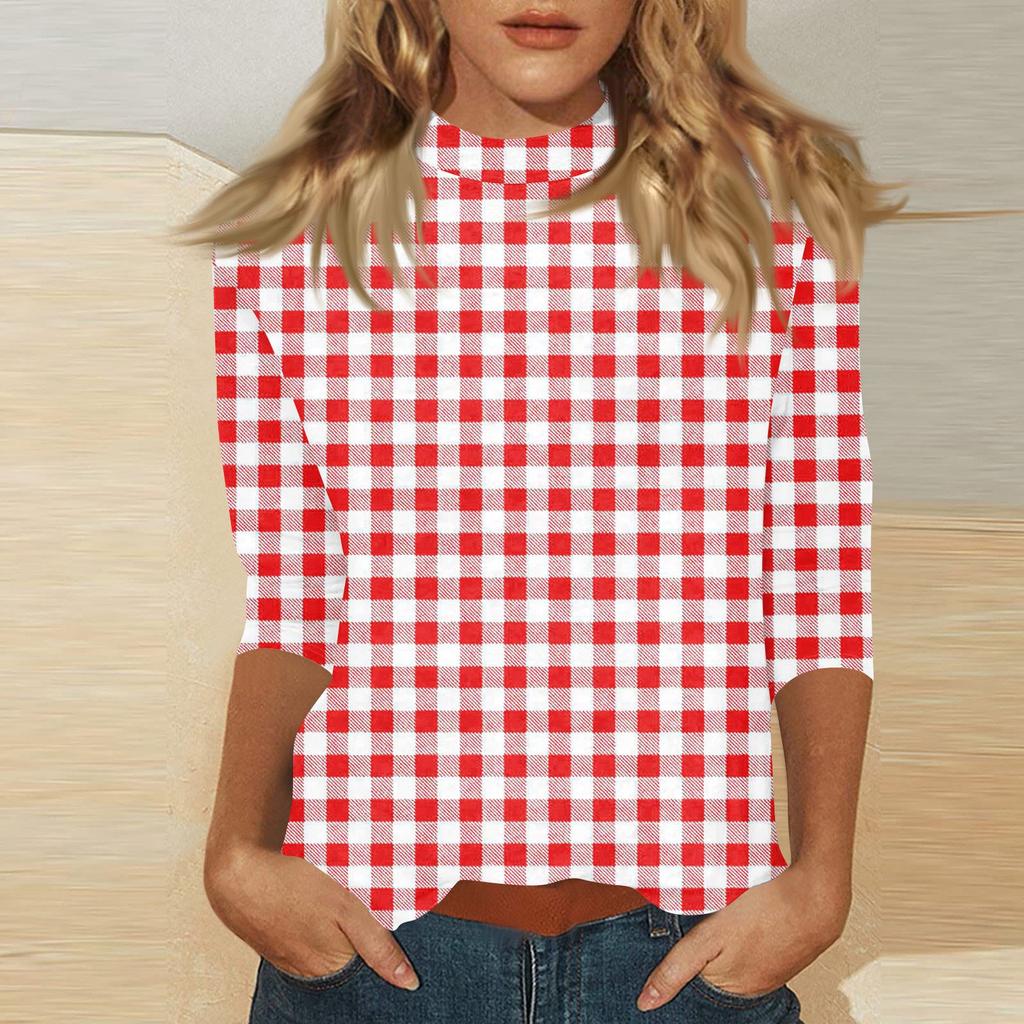 Damen Mock-Neck 3/4-Ärmel Bedrucktes Oberteil