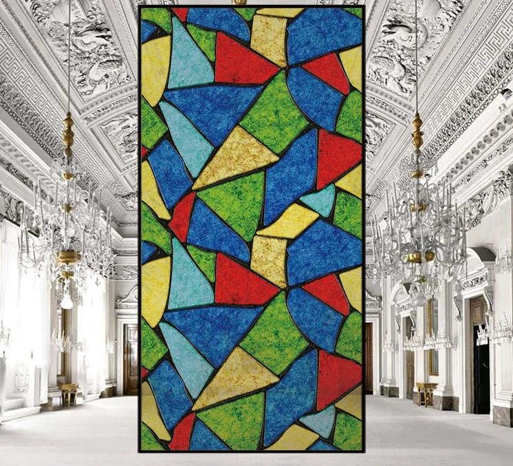 Autocolante pentru geamuri cu vitralii, folie de intimitate, stil bisericesc, autoadezive statice, folie decorativă mată pentru geamuri, dimensiune personalizată