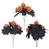 Halloween Emulation Pumpkin Bouquet Decoration Halloween Party Outdoor Tree Branch Black Maple Leaf Bundle Decoration for Dining