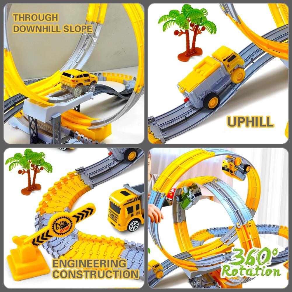 Children Electric Track Toy Car Engineering Minin Car Set Kids Puzzle Boy Toys Track Car Anti-gravity Track Train Gift for Kid