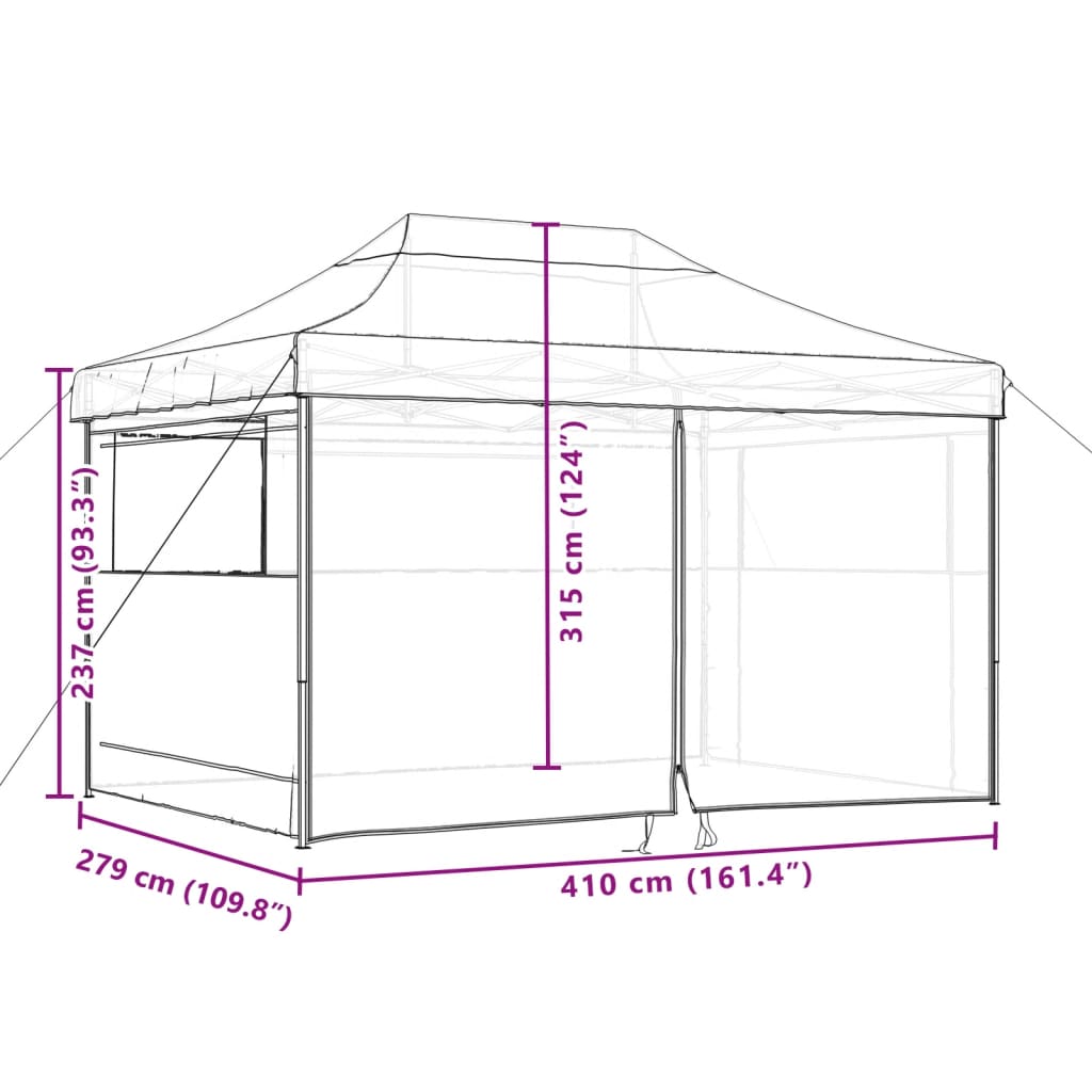 Pop Up Folding Party Tent with 4 Side Panels Taupe
