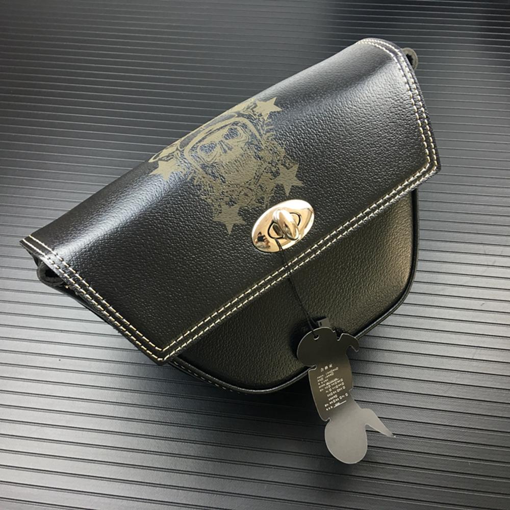 Motorcycle Saddlebag Black PU Leather Luggage Tool Bag Side Clinch Bolt Saddle Bag Universal for Harley Sportster Racer