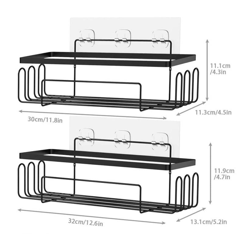2 Pack Rustproof Stainless Steel Shower Caddy Adhesive Wall Mounted Black Hanging Bathroom 2 Tier Corner Shelf чёрный