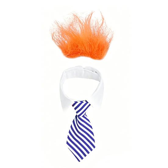 

1 Set Porch Goose Outfit Orange Wig with Striped Necktie Funny Lawn Goose Costume Set for 23 or 17 Yard Goose Statue Garden Accessories