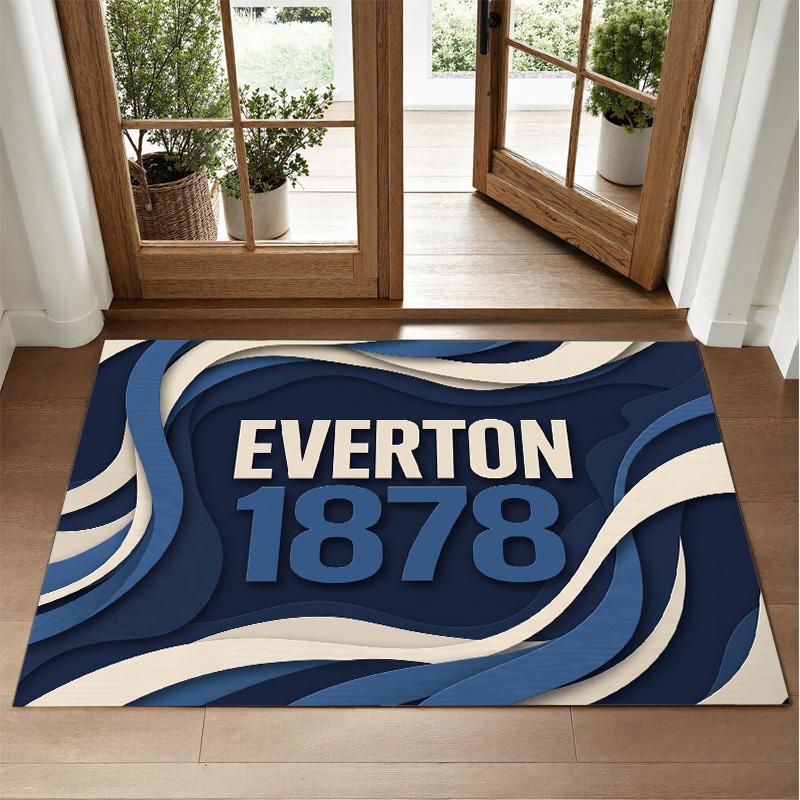 Everton Football Design Crystal Velvet Rug Soft Decorative Mat for Bedroom Entrance