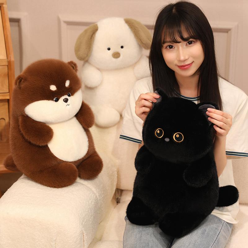 Chubby Dinosaur Fox Dog Cat Otter Plush Toy Soft Stuffed Cartoon Animal Doll Baby Sleeping Companion Pillow Kids Sweet Gifts