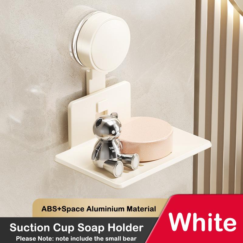 Suction Cup Soap Holder Wall Mounted Soap Storage Drain Rack Bathroom Shower Soap Holder Household Soap Tray Storage Organizer