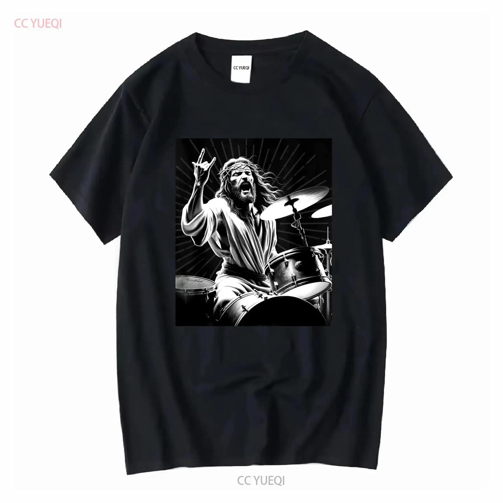 Drummer Rock Jesus Drumming T Shirt Full US Size S 5XL vintage Washed Casual Stretched designer clothes Soft XXXXXL разноцветный