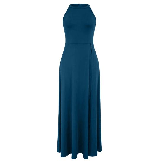 Women Summer High Slit Maxi Dress Halter Sleeveless Long Dress