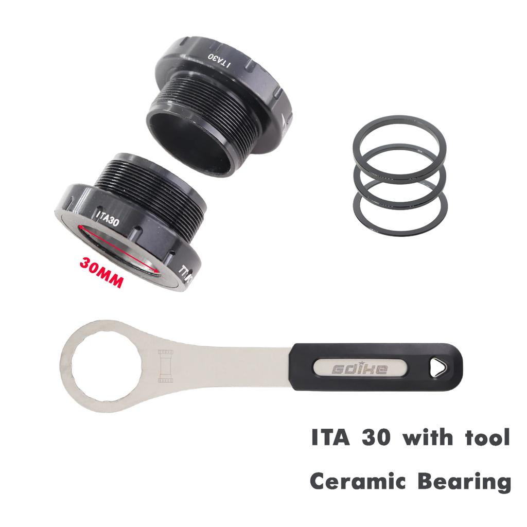 ITA Bike Bottom Bracket Ceramic Bearing 24mm DUB 29mm 30mm Crankset Spindle Italian Thread MTB Road Bike