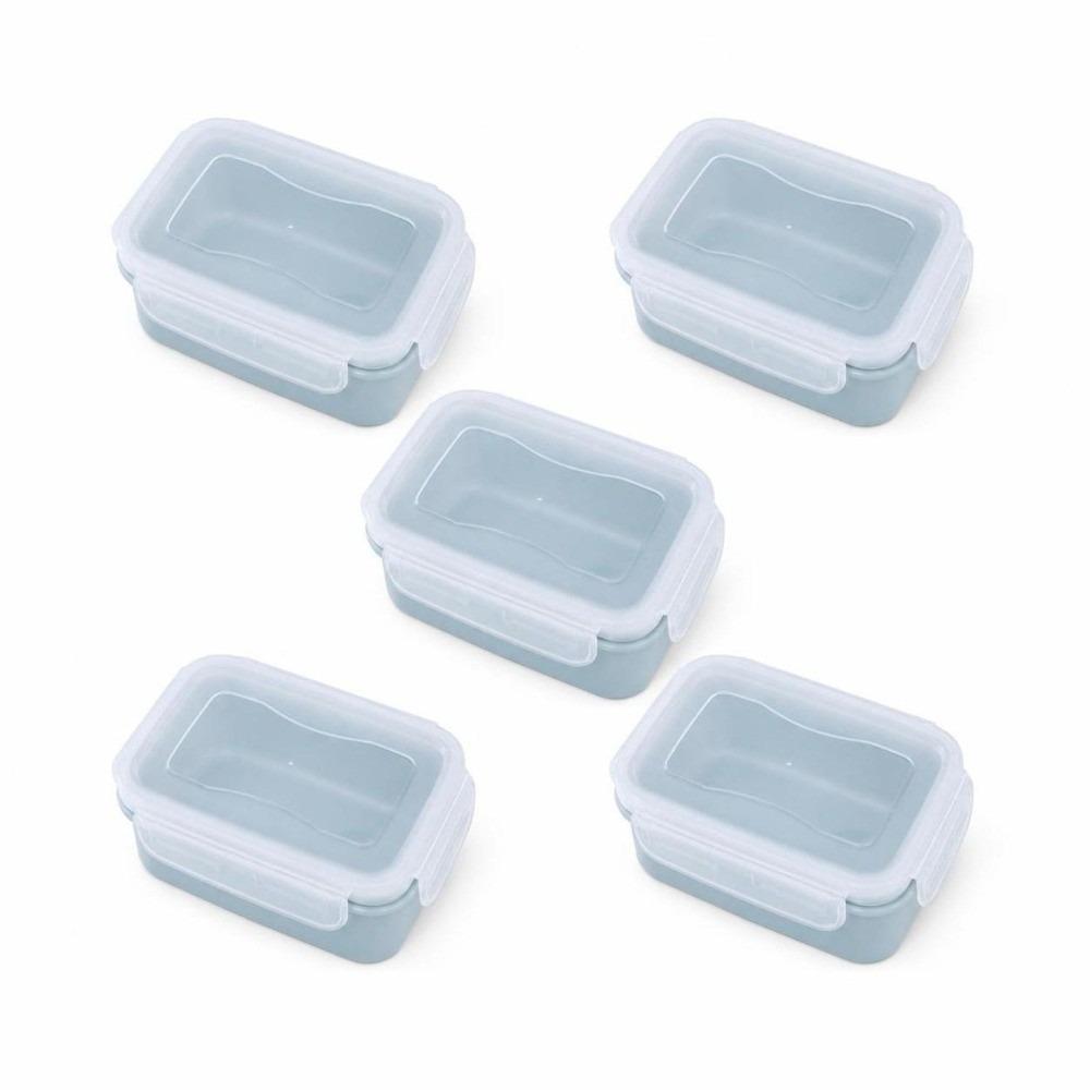 5PCS Portable Rectangle Shape Portable Lunch Box Blue/Green/Pink Plastic Meal Prep Container Snack Container Kitchen Countertop
