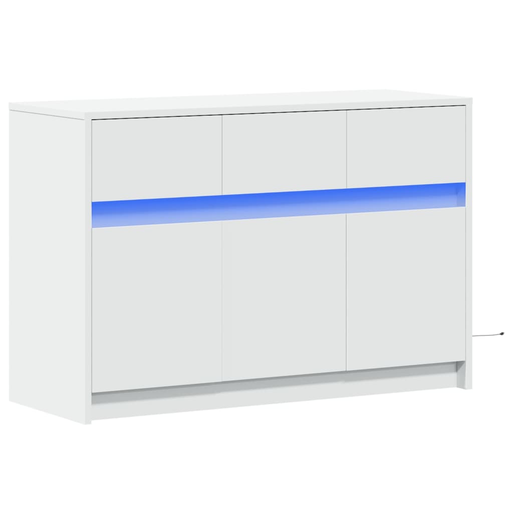 Vidaxl TV Cabinet with LED, White, 91X34X61 Cm, Wood-based Material