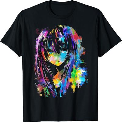 Anime Manga Grafické Barevné Umění Anime Tričko