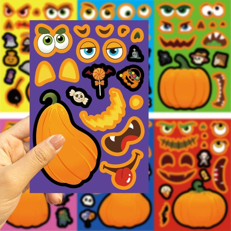 24pcs Creative Halloween Pumpkins Stickers For Tablets Phone Laptop Decoration Reusable PVC Safe For Kids DIY Project