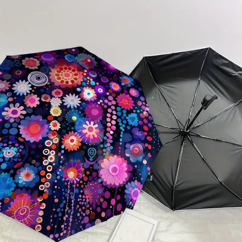 1pc Floral Mandala Artwork Umbrella with Plastic Handle,Suitable for All Seasons Home Travel Outdoor UmbrellaDD1643