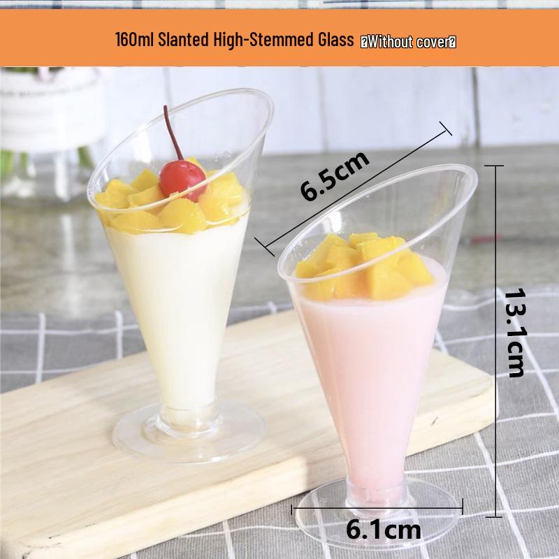 High-Stemmed Disposable Transparent Cup for Desserts, Pudding, Milkshakes, Mousse, Ice Cream, Red Wine, or Champagne.