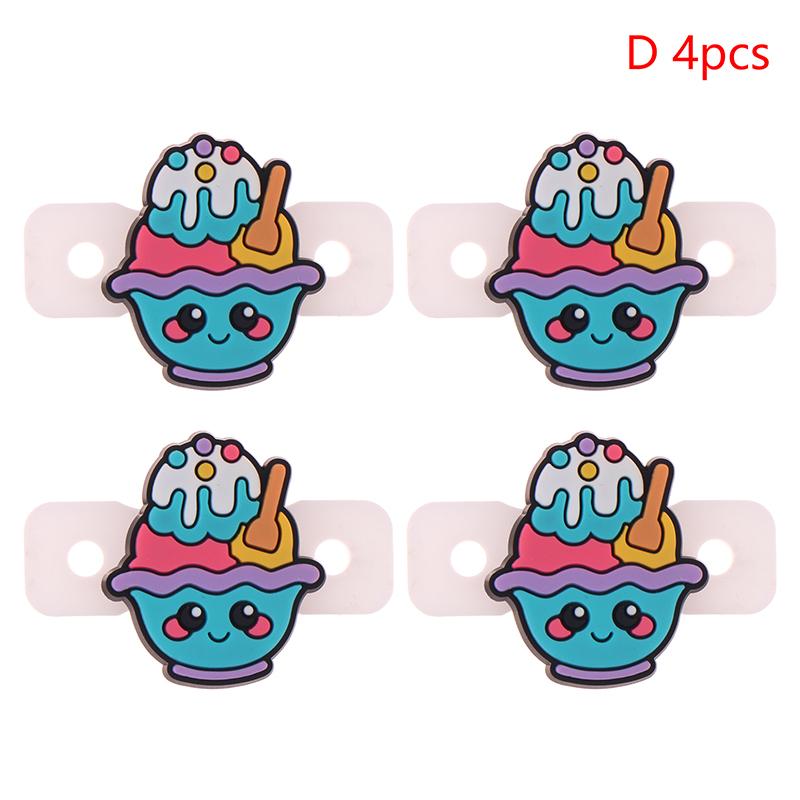 

4Pcs Cute Cartoon Cone Milk Tea Ice Cream Dessert Tennis Vibration Dampeners Tennis Racket Anti Vibration Tennis Racquet Damper