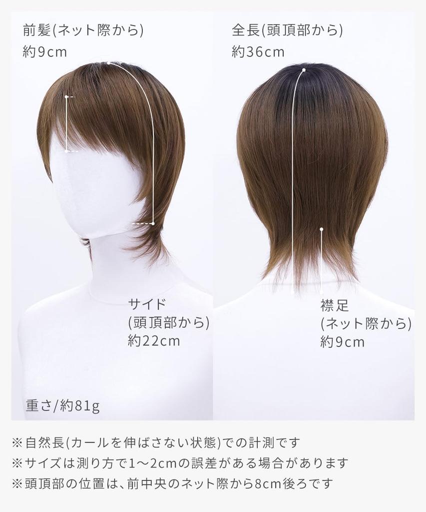 AQUADOLL Wolf Wig, Short, Men's, Korean Style, Street Style, Layered, Full Wig, One Size Fits Most, B2 Smoke Brown, wg355B2