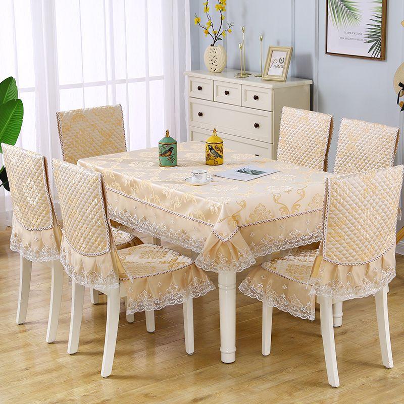 Luxury Chair Seats Covers Embroidered Table Cloths Modern Simple Rectangular Lace Table Cloth Dining Chair Covers Home Anti-dirty Cushion