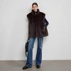 Womens Faux Fur Vest Street Style Sleeveless Stand Collar Outerwear Brown XS-L