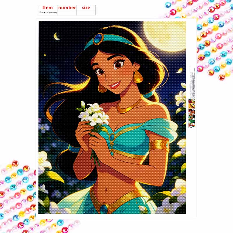 Disney Jasmine Princess Flower Diamond Painting Art Kit Handmade DIY5D Home Decor Gift